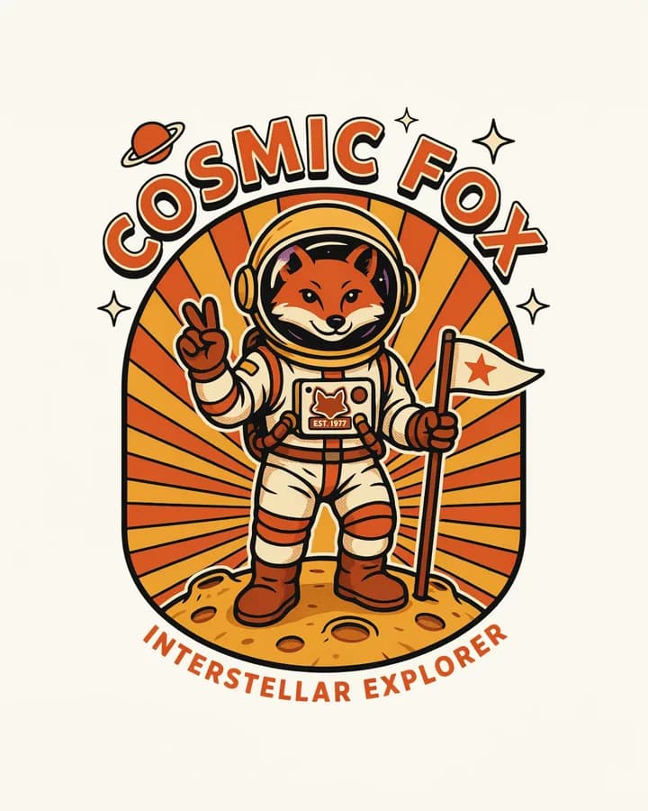 A cosmic fox astronaut, retro 70s style (3)