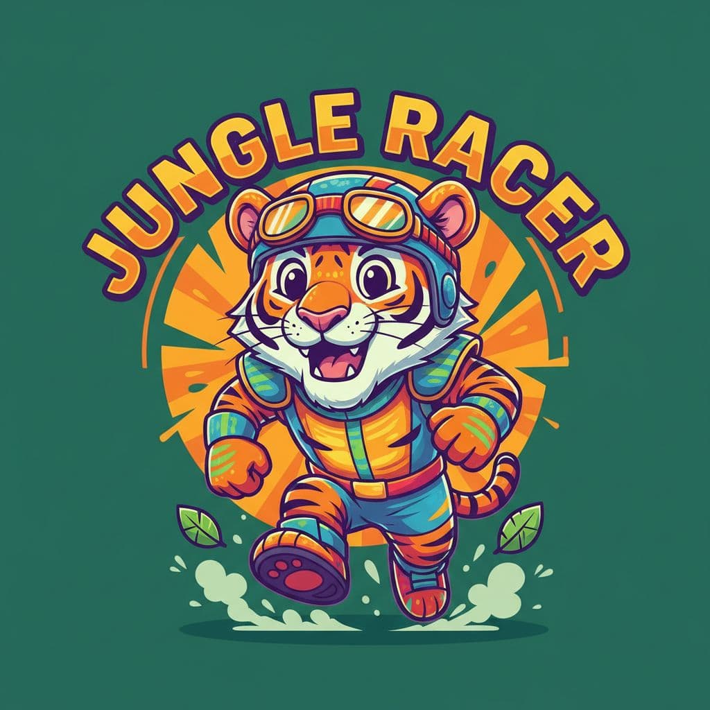 Design of a fox running through the jungle